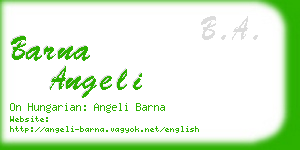 barna angeli business card